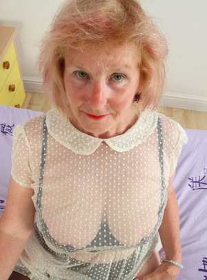 Mature.nl Kinky pierced British housewife playing alone mature xxx sex photo