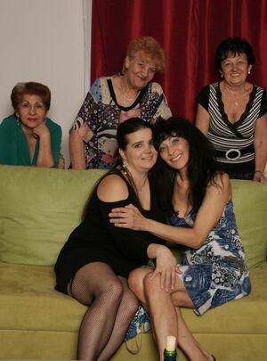 Mature.nl Old and young lesbians give away a special show mature xxx sex photo