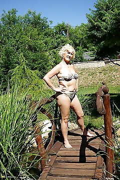 Horny Blonde Mature Woman Getting Naughty In Her Garden